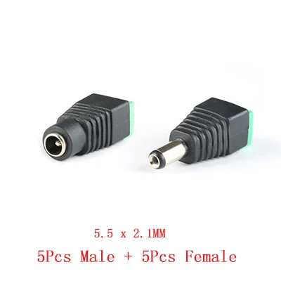 5.5x2.1 Male Female 10 шт. 5,5x2,1 мм Женский Мужской DC Мощность переходник для 5050 3528 5060 один Цвет Светодиодные ленты Системы охранного видеонаблюдения(CCTV камеры 5,5x2,5 - Цвет: 5.5x2.1 Male Female