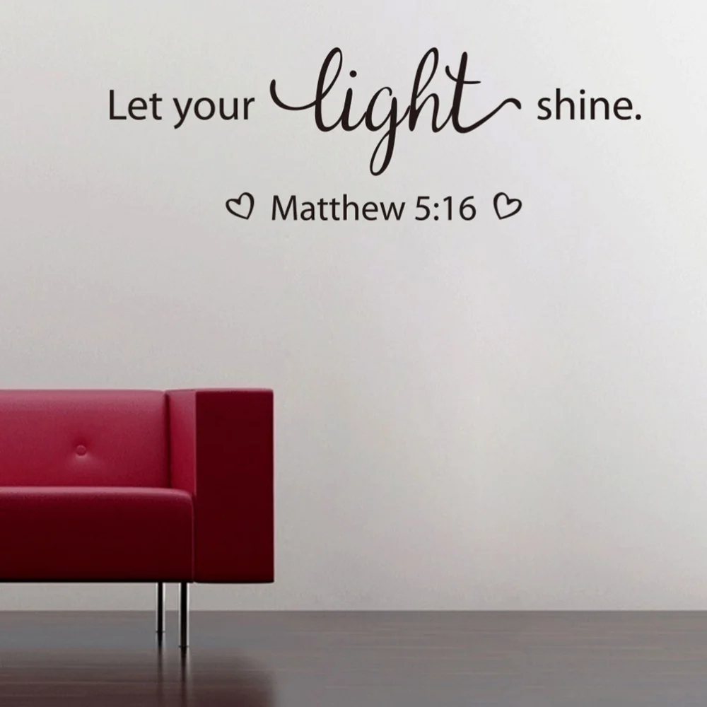 

Let Your Light Shine Matthew 5:16 Religious Quotes Vinyl Wall Decal Art Lettering Wall Stickers Christian Home Decor