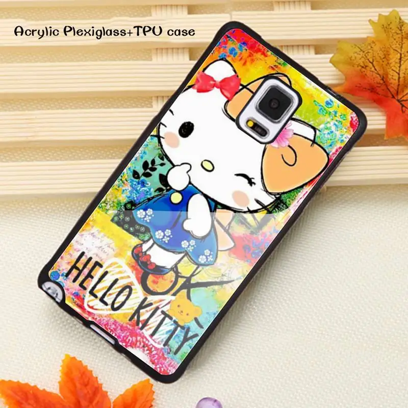 

Cute Kawaii Hellos Cat Kitties Phone Case Acrylic Plexiglass TPU For Samsung Note20 10 9 8 7 5 Pro ULTRA