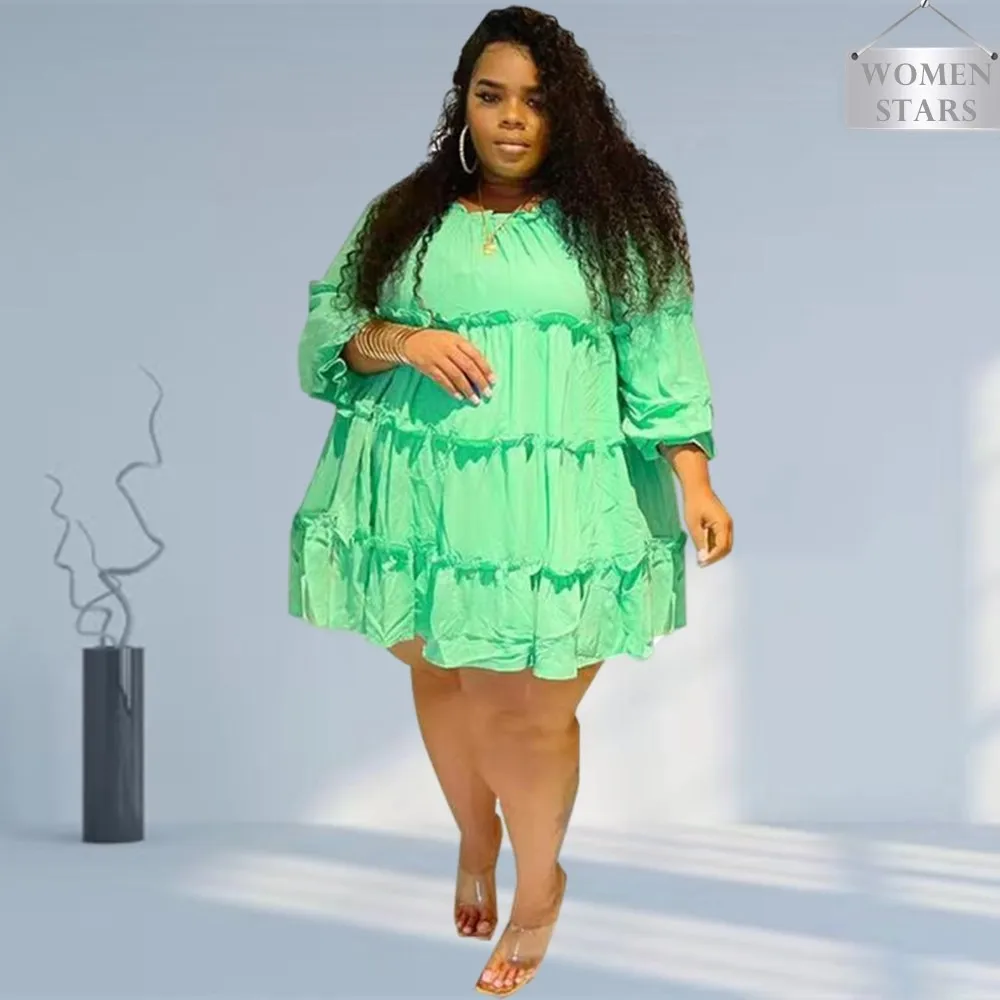 

Женское плиссированное платье миди, повседневное свободное платье большого размера, осень 2021