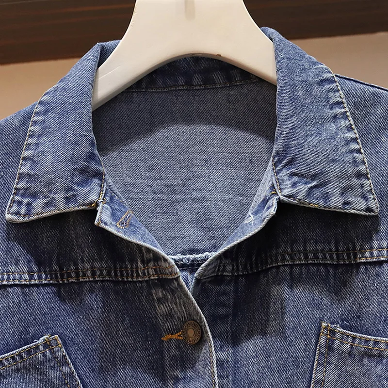 Женская джинсовая куртка бойфренд свободная ковбойская из денима с лентами