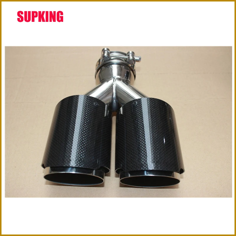 

1 Piece Y Model No Logo Carbon Fiber Exhaust Tip Dual End Tips for BMW Glossy Black Straight Muffler Pipes Tail Tips