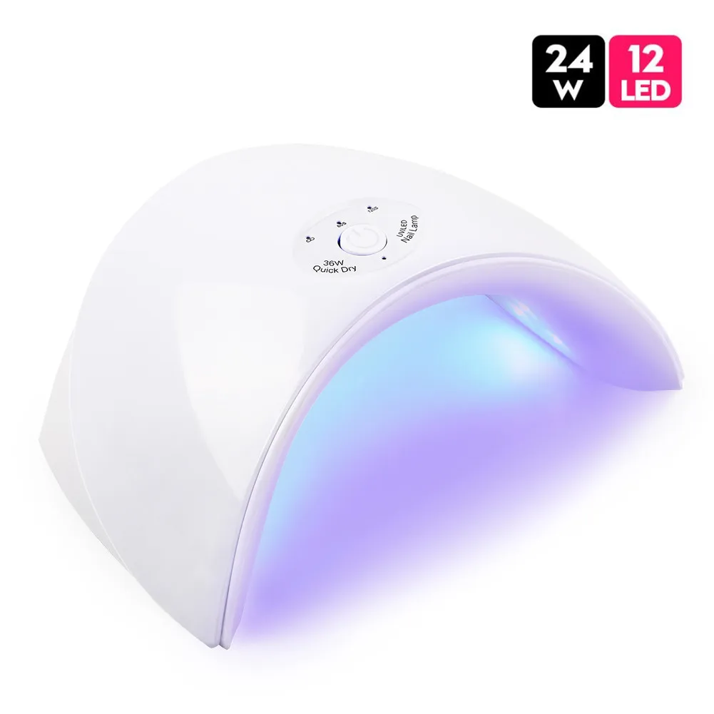 Without Sensor White 24 Вт Светодиодная УФ-лампа для ногтей 12 Светодиодный s Сушилка для ногтей для всех гелей лак для маникюра Кнопка идеальное решение для большого пальца usb зарядка 60 s/90 s/120 s - Цвет: Without Sensor White