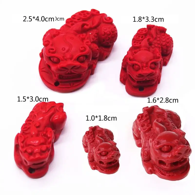 Натуральная киноварь ручной работы Pixiu Очаровательные бусы счастливый амулет