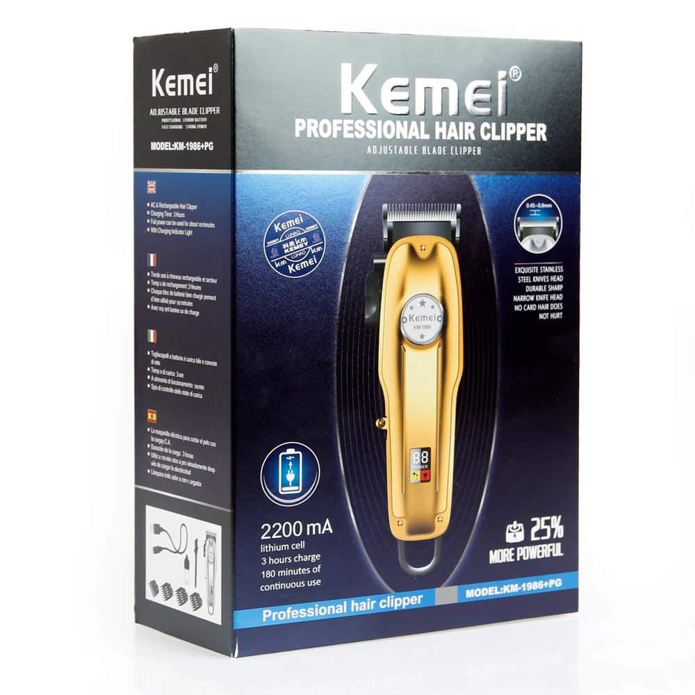

Kemei Electric Hair Clipper Cordless LCD large capacity Barber Professional Hair Cutting Trimmer Machine Mower KM-1986 PG