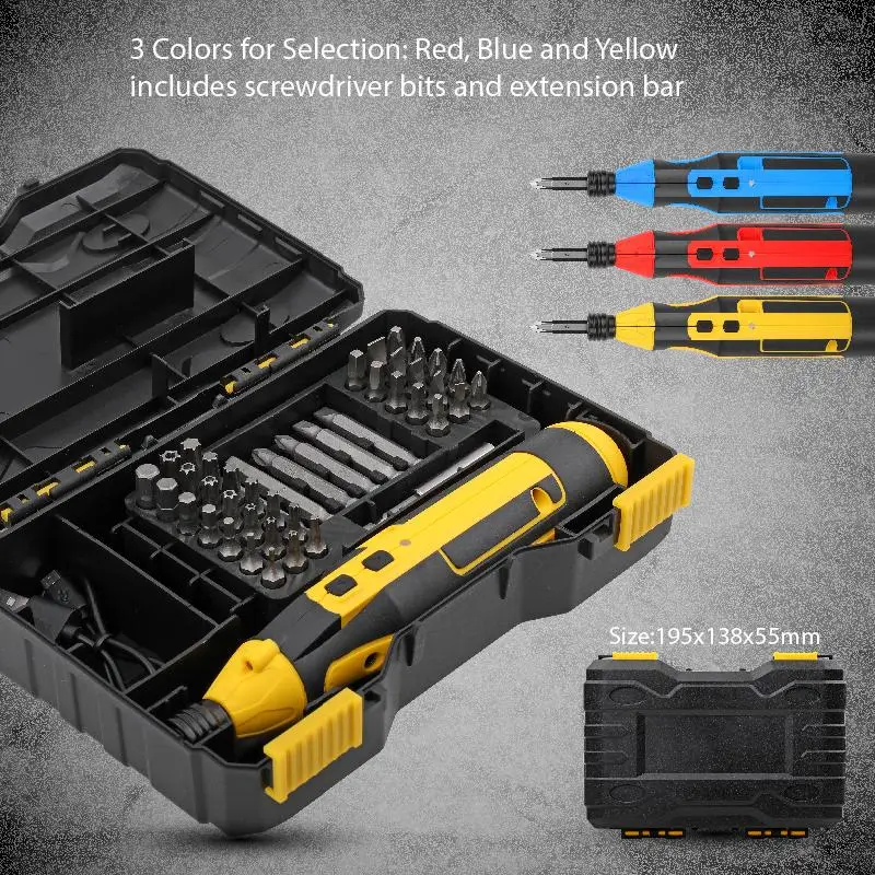 

Hi-Spec 3.6V Mini Electric Screwdriver Kit Lithium Battery USB Rechargeable Screwdriver Bit Set 1/4 Torque Power Cordless Drill