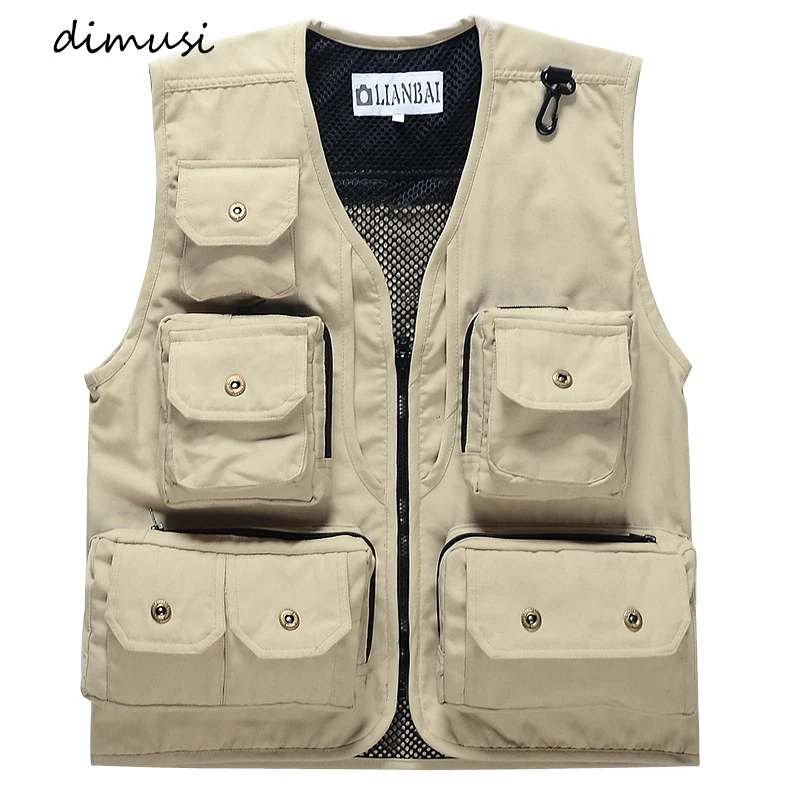 

DIMUSI Summer Men's Photographer Waistcoat Coats Casual Mesh Vest Sleeveless Jackets Man Outwear Fishing Waistcoats Clothing