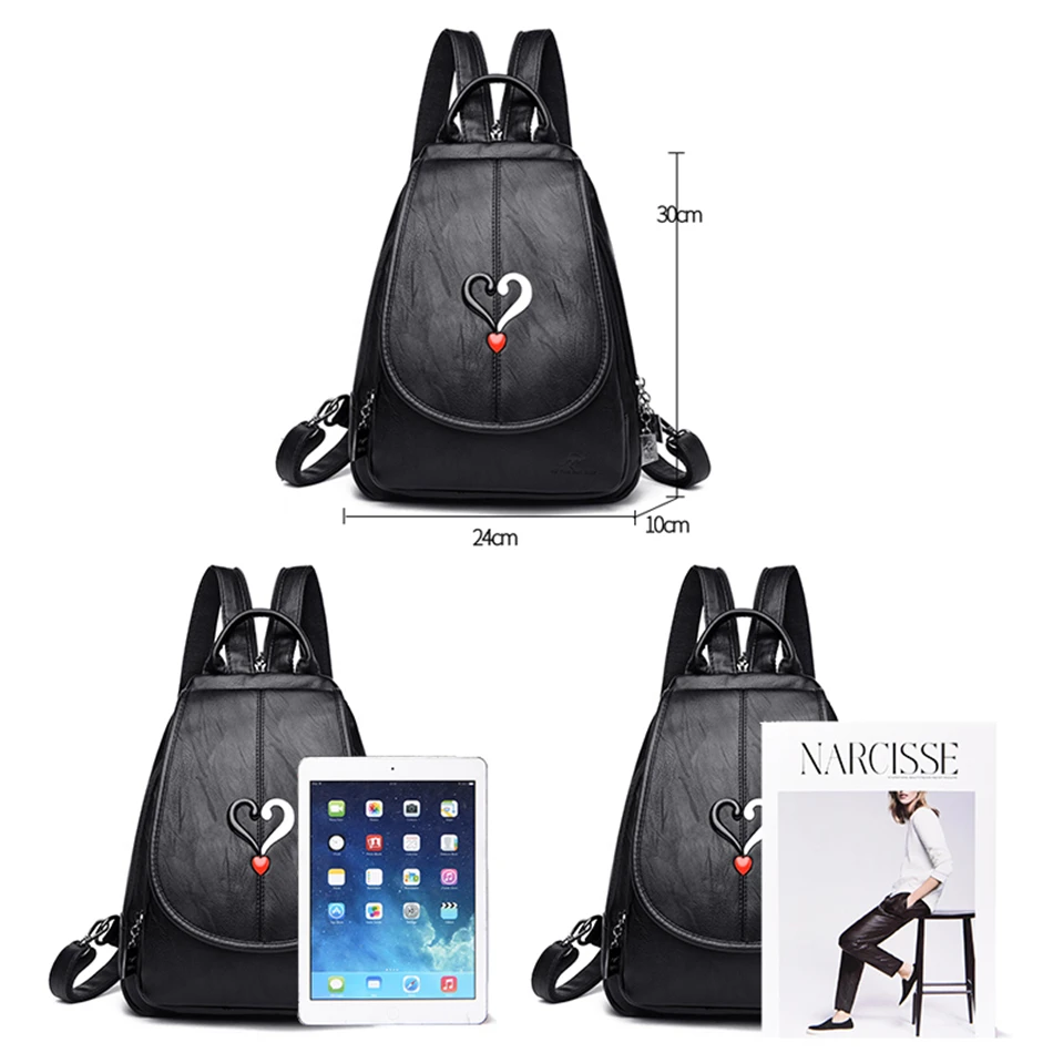 Новинка 3 в 1 Модный женский рюкзак с контрастными сердечками высококачественные