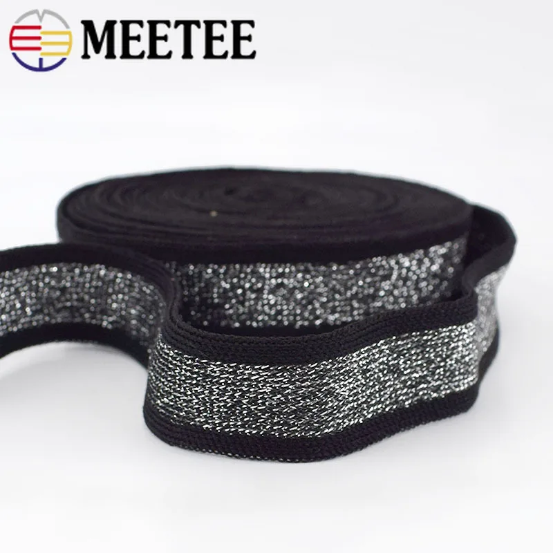 Meetee 20 м 2 см золотистые серебристые вязаные детские спортивные брюки ткань