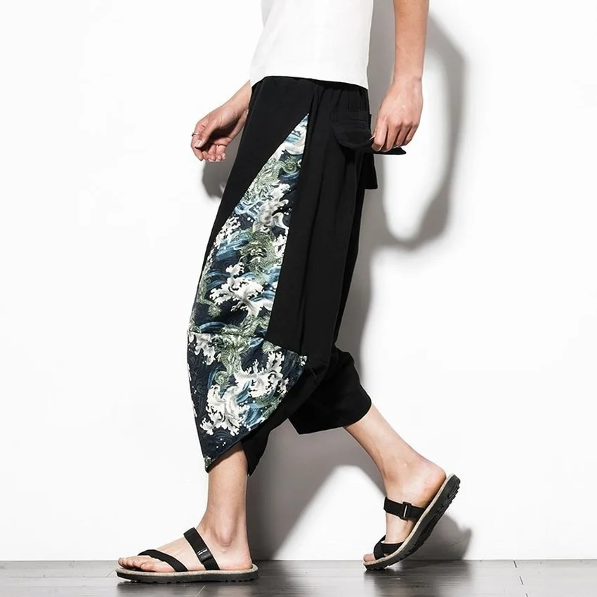 

Chinese Style New Men's Wide Leg Beach Lantern Fashion National Style Leisure Harem Chinese Urban Streetwear Pants