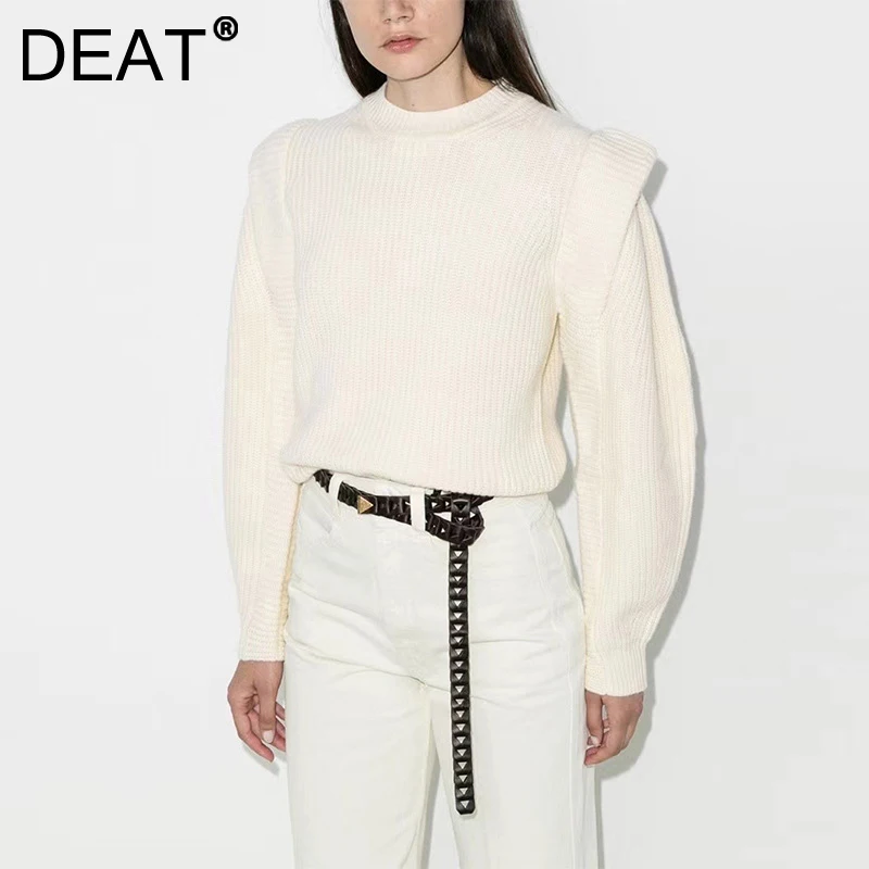 

DEAT 2021 New Spring And Autumn Casual Long Sleeve Solid Color O Neck Loose Sool Sweater Top Women SL603