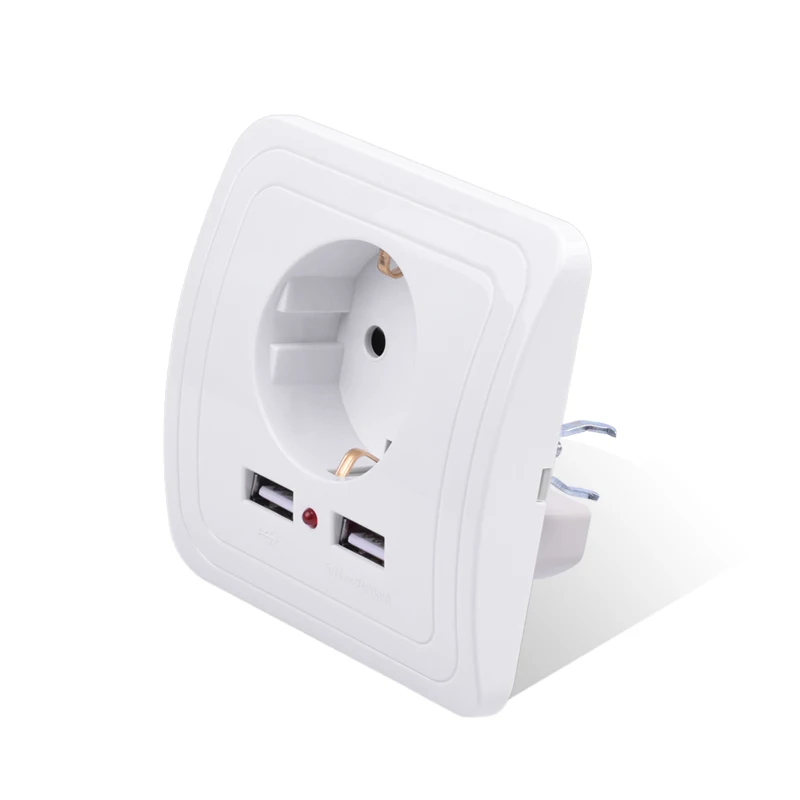 Электрическая штепсельная розетка с двойным USB-портом 110 мА евростандарт 16 А 250 ~ в