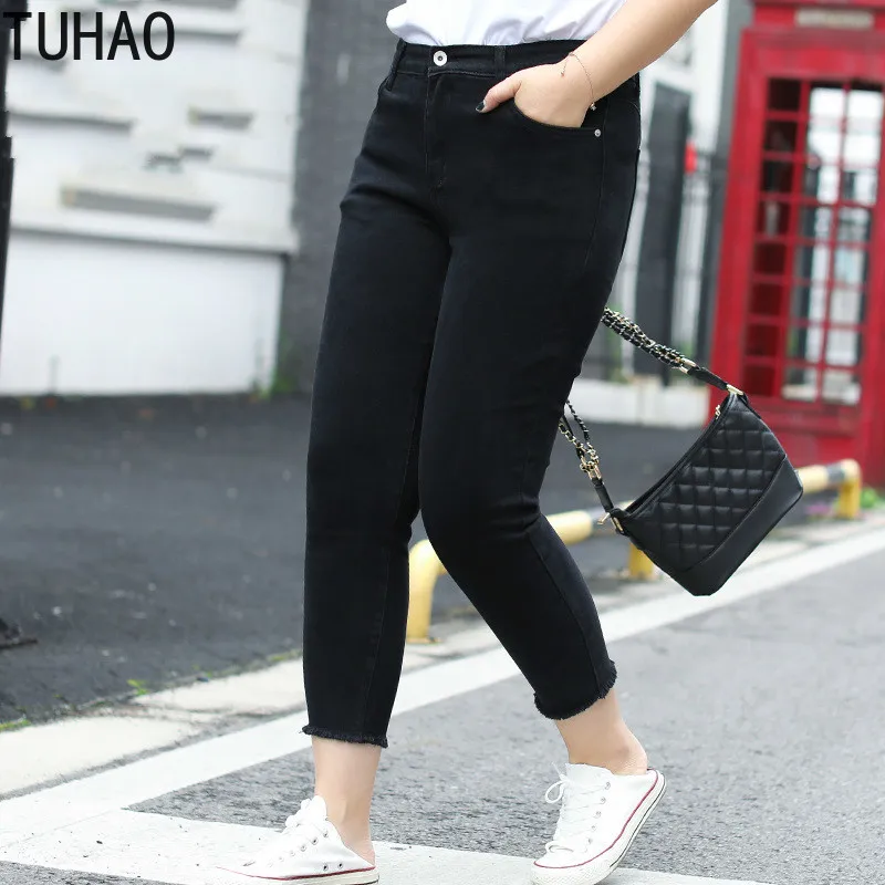 

Женские офисные брюки TUHAO, элегантные эластичные хлопковые брюки размера плюс, 7XL, 6XL, 5XL, однотонные брюки с высокой талией для работы, WM48