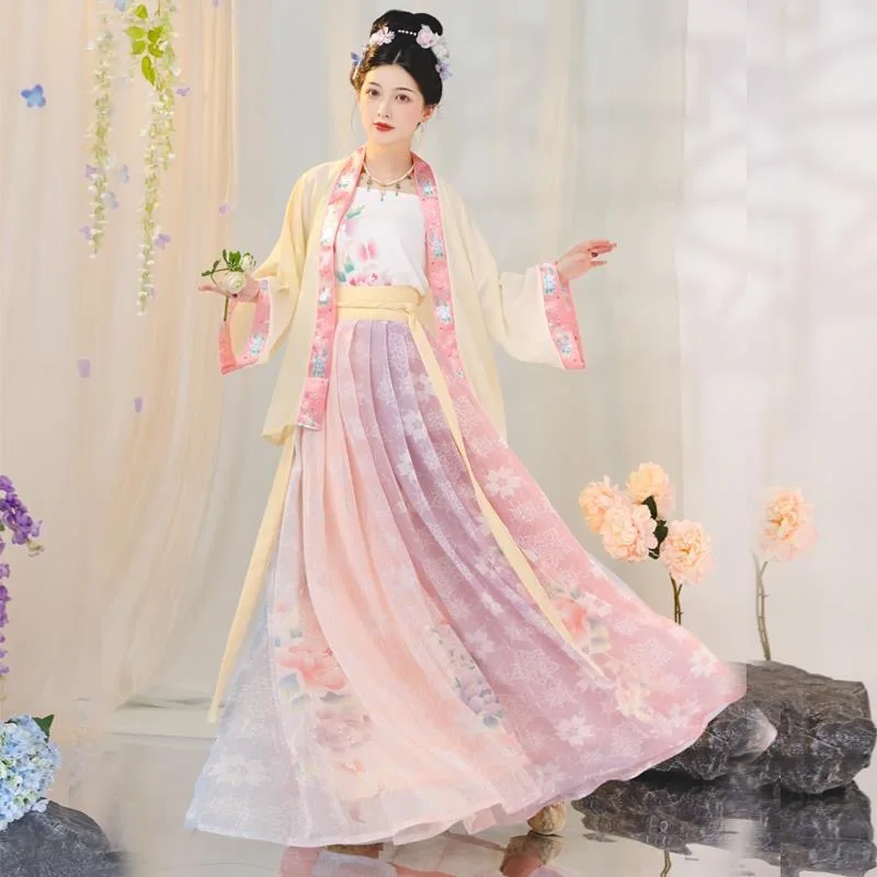 

Chinses Hanfu Dress Oriental Elegant Song Dynasty Clothing Women's Traditional Chinese Style Summer Vintage Ancient Folk
