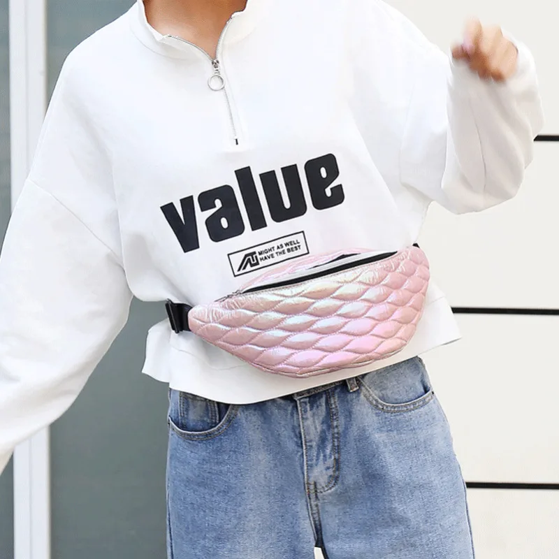 Женская поясная сумка ПУ Лазерная Сумочка на одно плечо грудь спортивная в стиле