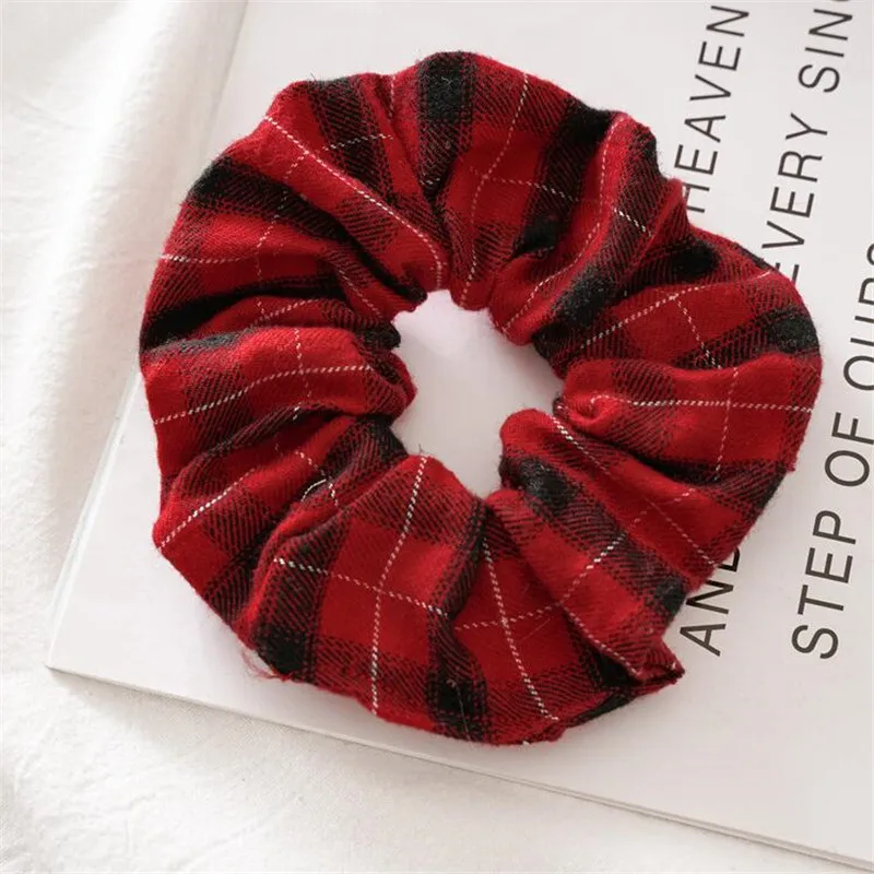 Зимние хлопковые резинки в клетку Однотонные для волос аксессуары - купить по