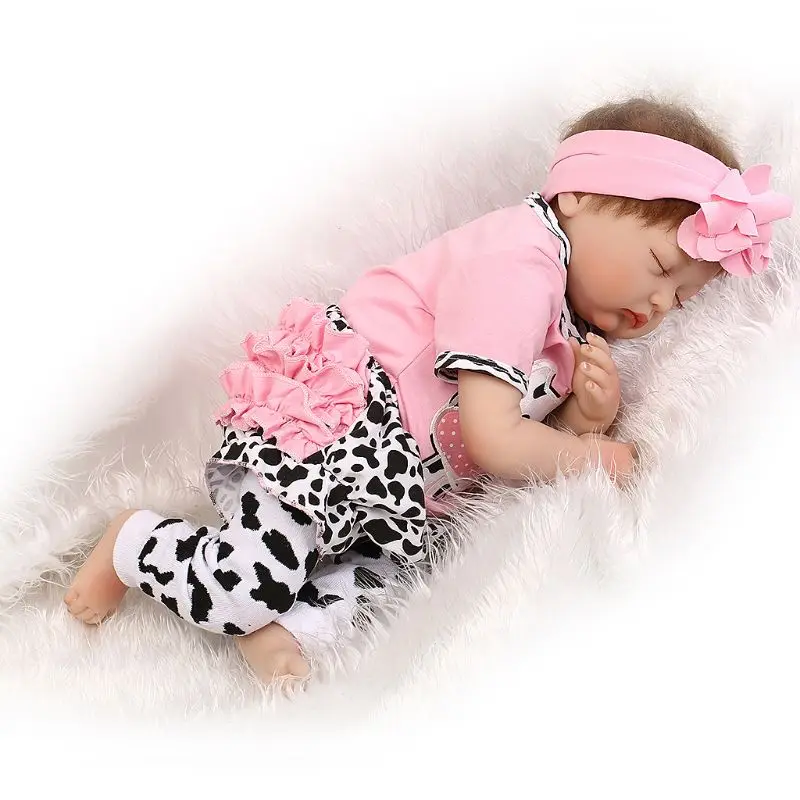 

55cm Silicon Vinyl Doll Milk Cow Pink Newborn Lifelike Baby Toy Early Childhood