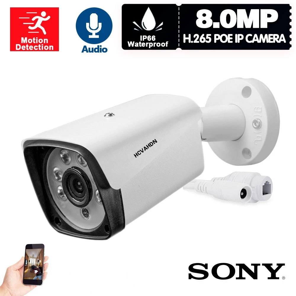 

4K CCTV IP POE Bullet Security Camera Outside Street Waterproof Night Vision Video Surveillance Camera System 8MP H.265 IP Cam