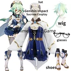 Аниме Genshin Impact Косплей Костюм сахарозы парики обувь костюм платье Униформа Хэллоуин Одежда для вечеринки для женщин