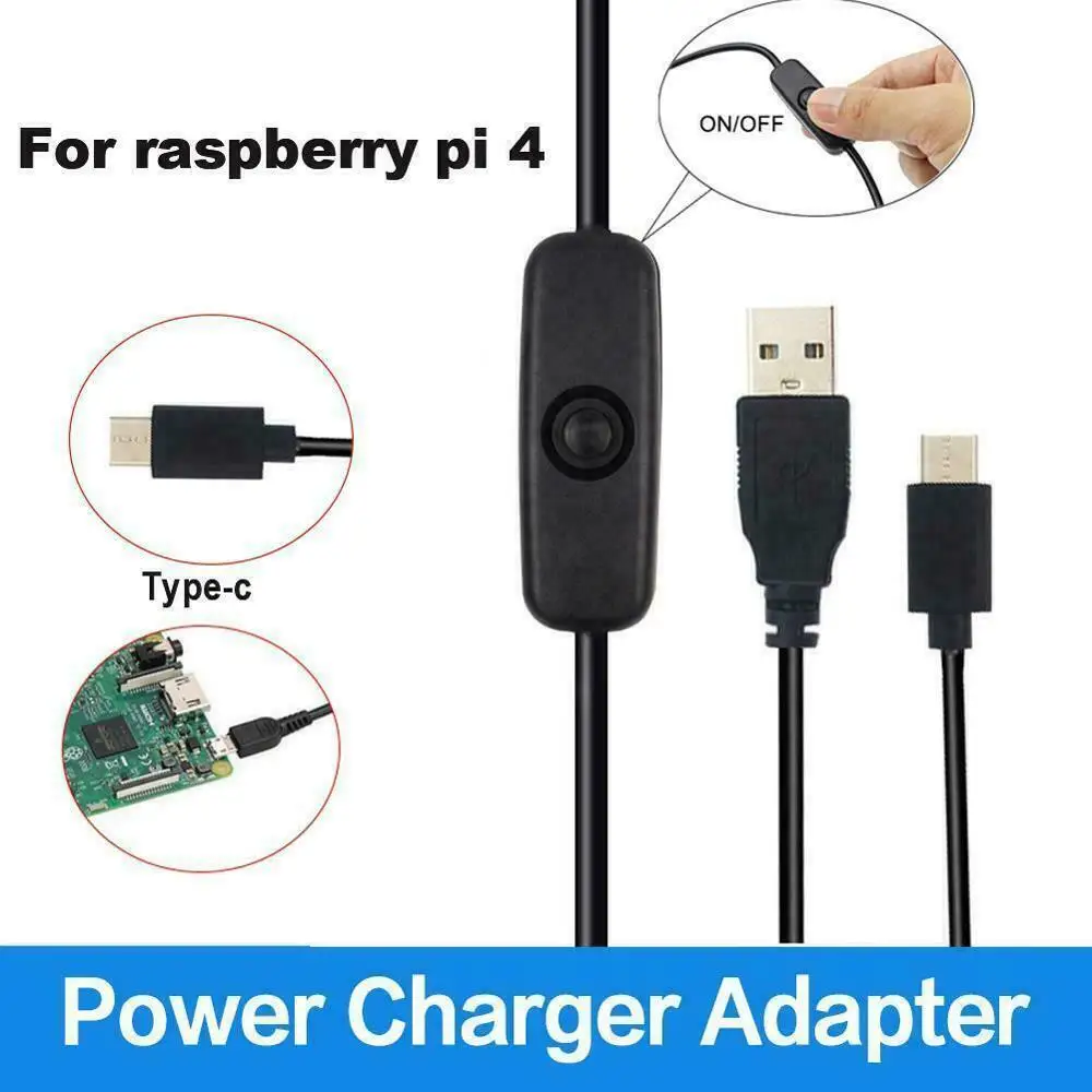 5 в 3A Кабель адаптер питания USB для Type C шнур с переключателем ВКЛ/ВЫКЛ Raspberry Pi 4 Modle B