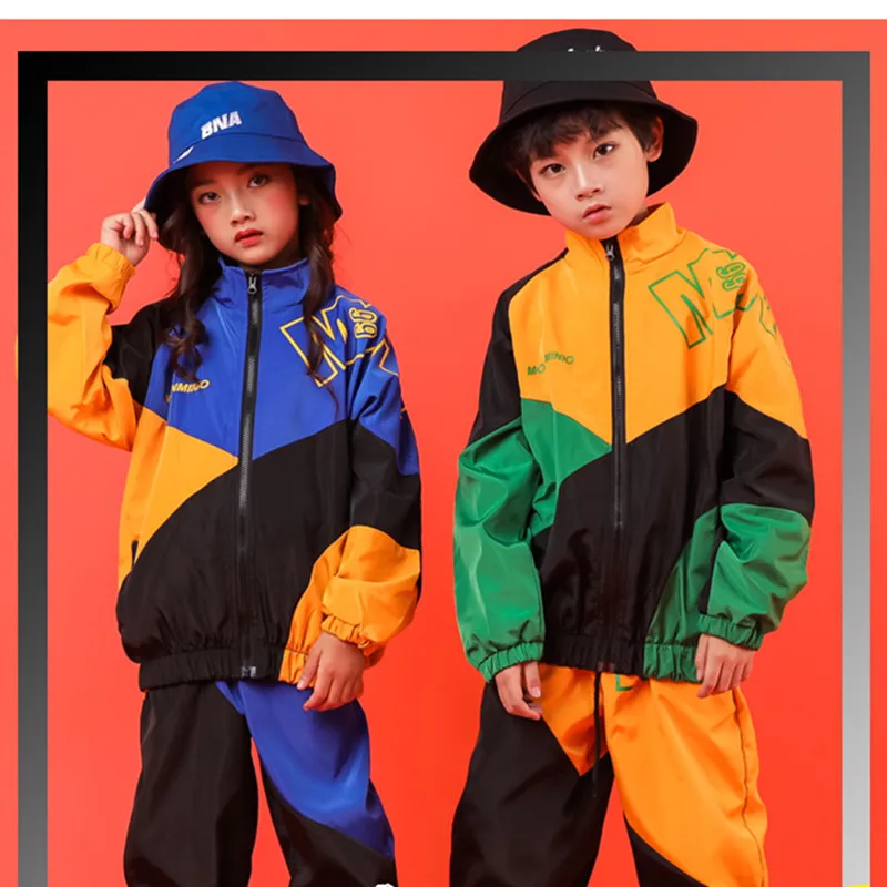 

2022 New Fashion Hiphop Jacket Pants Suit Children Stage Outfit Kids Hip Hop Costumes Boy Girl Jazz Drums Street Dance Clothing