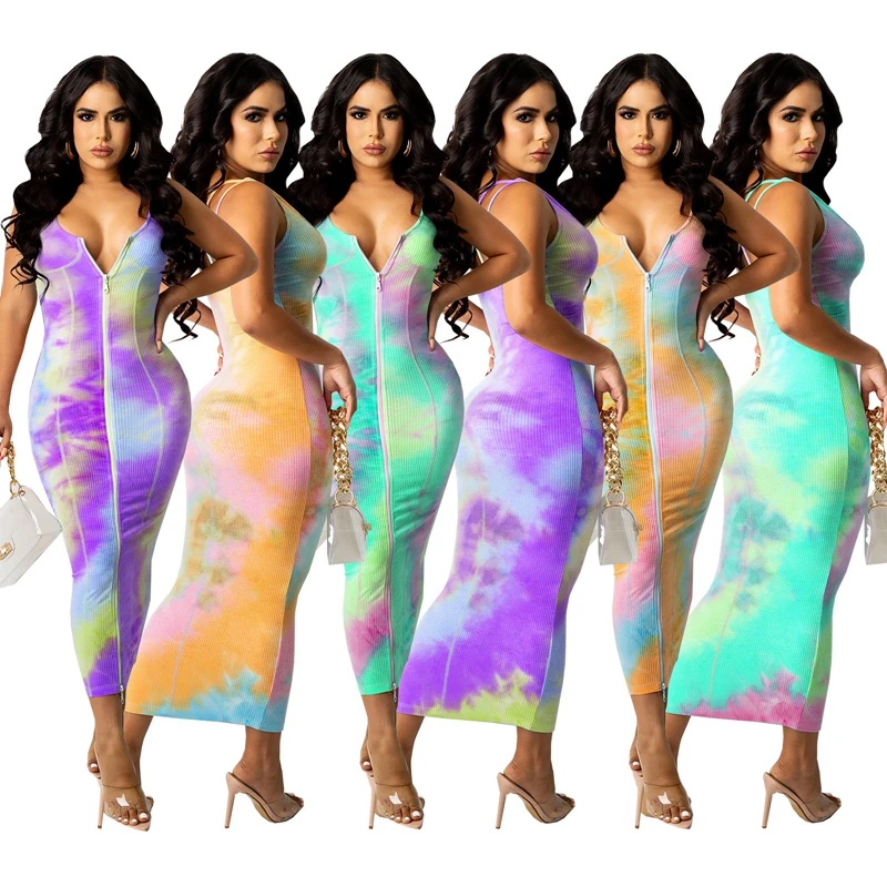 

ZKYZWX сексуальное трикотажное платье на молнии с открытыми плечами Летние Элегантные наряды для женщин Y2k одежда с открытой спиной для клувеч...