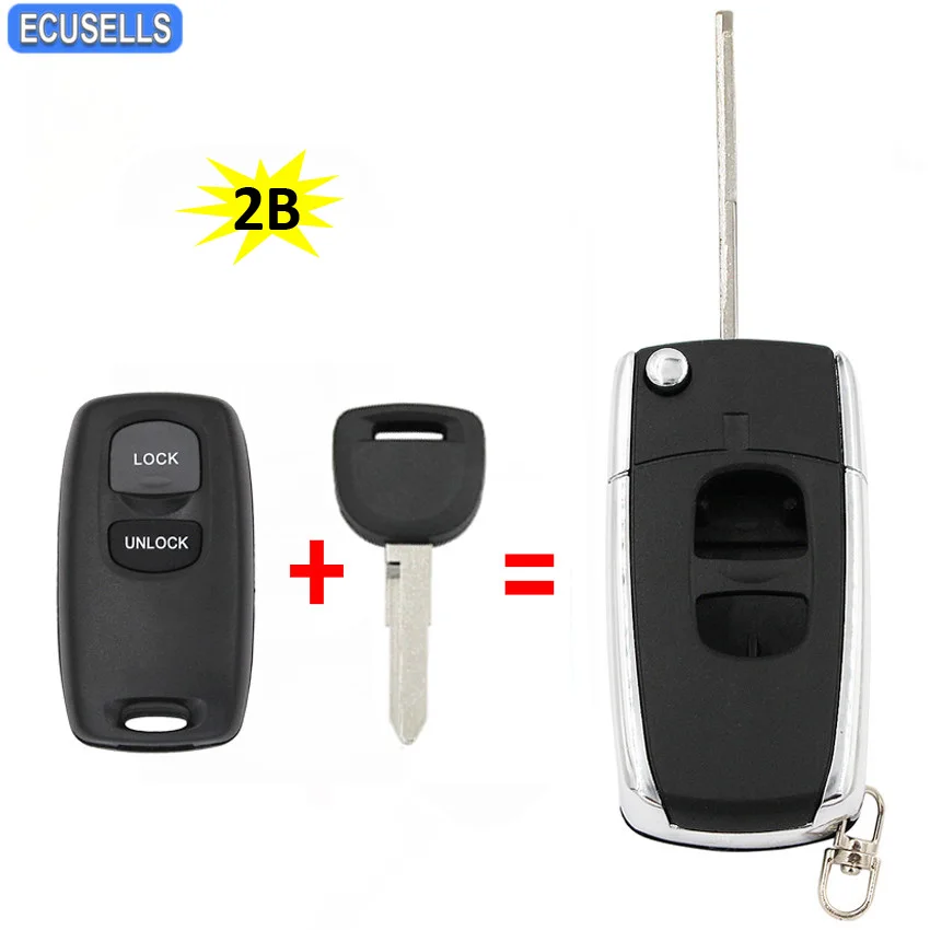 2 кнопки Складная откидная оболочка ключа дистанционного управления чехол умный