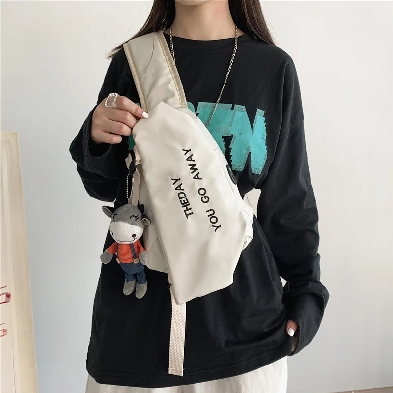 

Nylon Crossbody Chest Bag for Women 2021 Fashion Unisex Casual Street Men Shoulder Travel Bag Large Girls Students School Bag