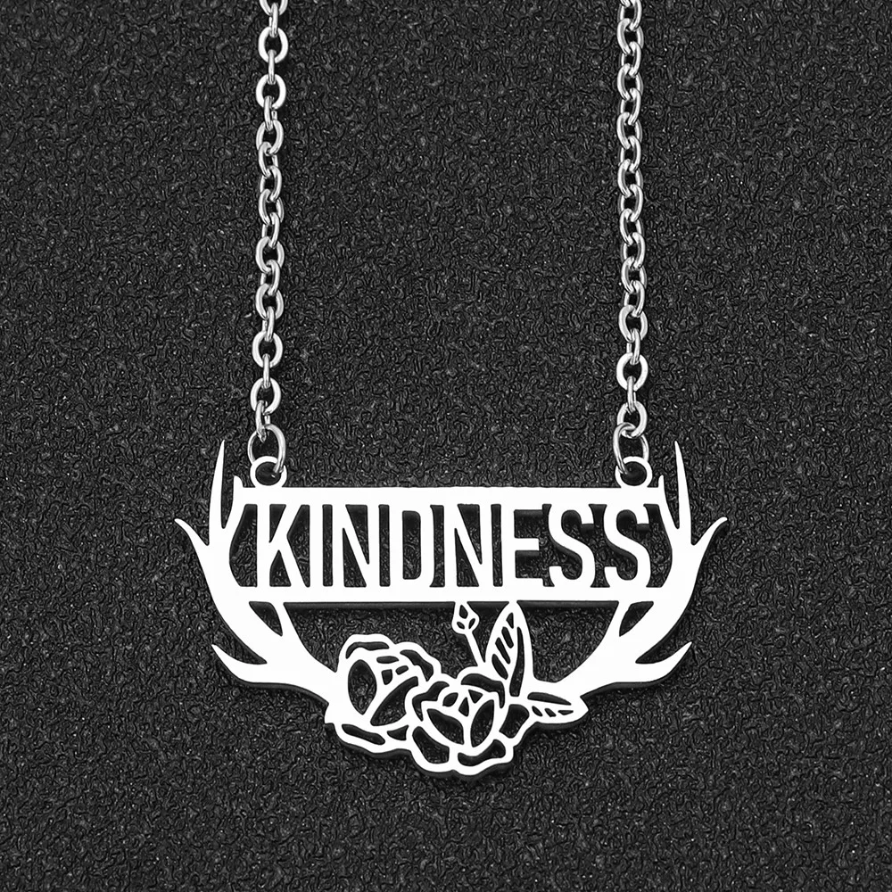 Женский кулон из нержавеющей стали ожерелье с цветком рога узор буквами