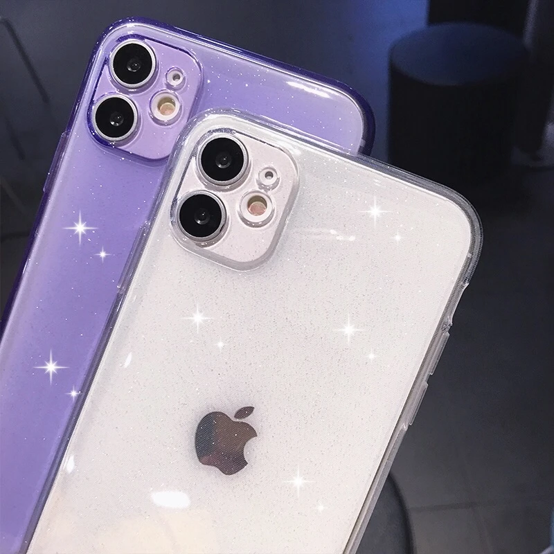 Флуоресцентный яркий блестящий прозрачный мягкий силиконовый чехол для iPhone SE 6 6s