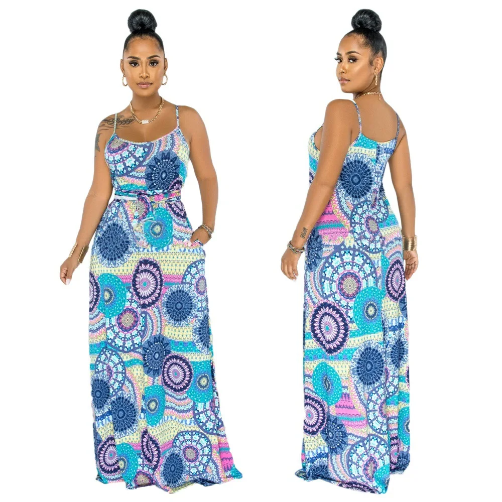 

HOT SALES!!!!! Women Fashion Dress Boho Style Spaghetti Strap Dresses Summer Holiday Party Dress A-Line Beach Vestidos Plus Size