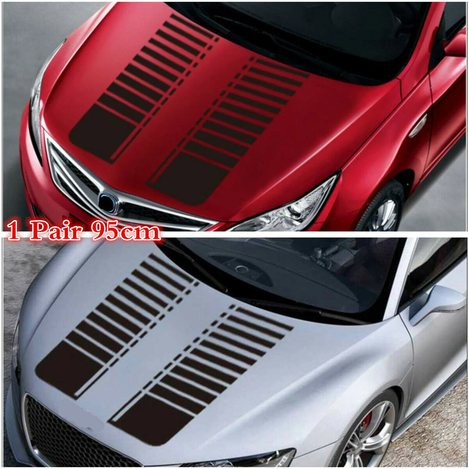

Universal 2Pcs Car Hood Stripe Sticker Auto Racing Stripes Body Side Decal Hood Bumper Vinyl Stripe Decal Stripe Sticker