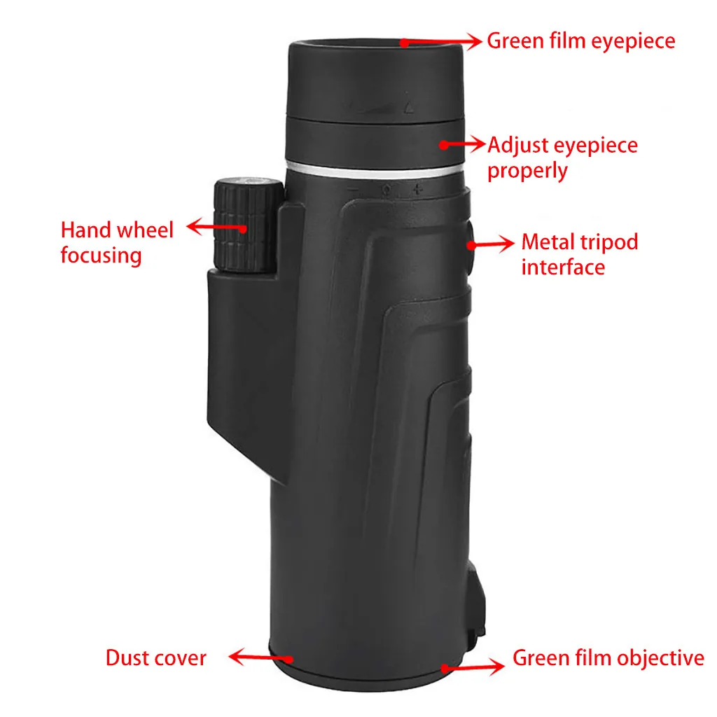 

Portable Outdoor Dual Handheld Focus Monocular Telescope Zoom Optic Lens Binoculars Spotting Scope Coating Lenses Tripod Black