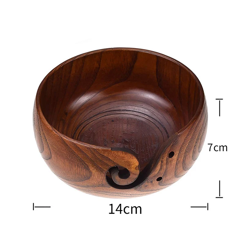 

14cmX7cm Handmade Wooden Yarn Bowls Vintage Retro Design Sewing Storage Knitting Needles Yarn Balls Storage Round Wood Yarn Bowl