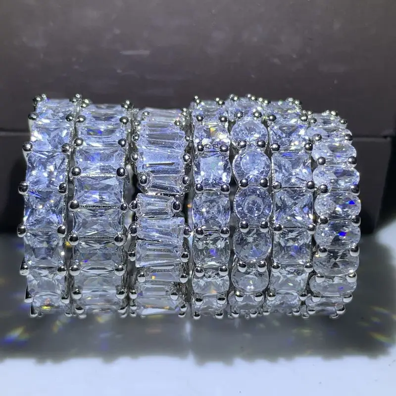Бренд Eternity Band Promise ring 925 пробы серебро AAAAA cz обручальные кольца для мужчин и женщин вечерние ювелирные изделия подарок