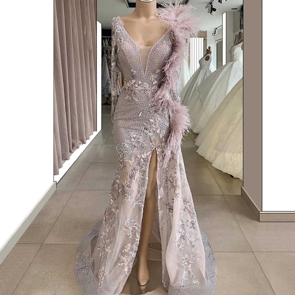 2019 Формальное женское платье с v образным вырезом вечернее полный рукав русалка