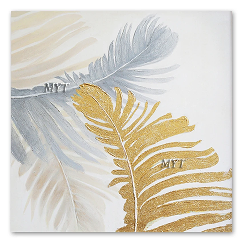 

Gold Foil Textured Acrylic Golden Feather Oil Painting Canvas Picture Wall Art No Frame Wall Hanging Canvas Artwork For Gift