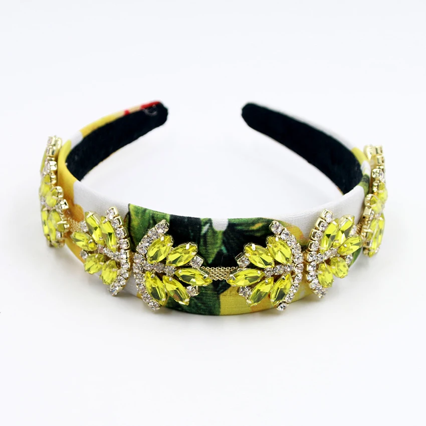 Роскошная винтажная барочная головная повязка с кристаллами в виде листьев