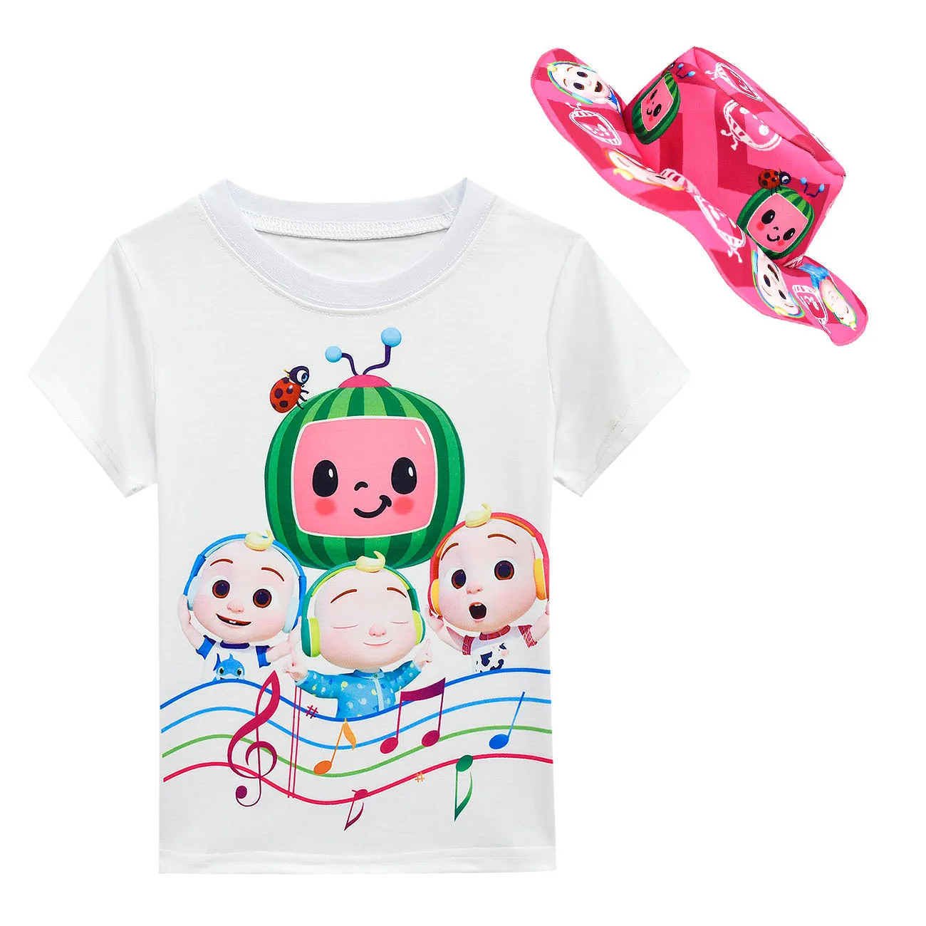 

2-10 Summer Kids Newborn Baby Cocomelon T Shirt+ Bow Skirt Sunhat Outfits 2pcs Children Cartoon Clothes Sets Toddler Girl Outfit