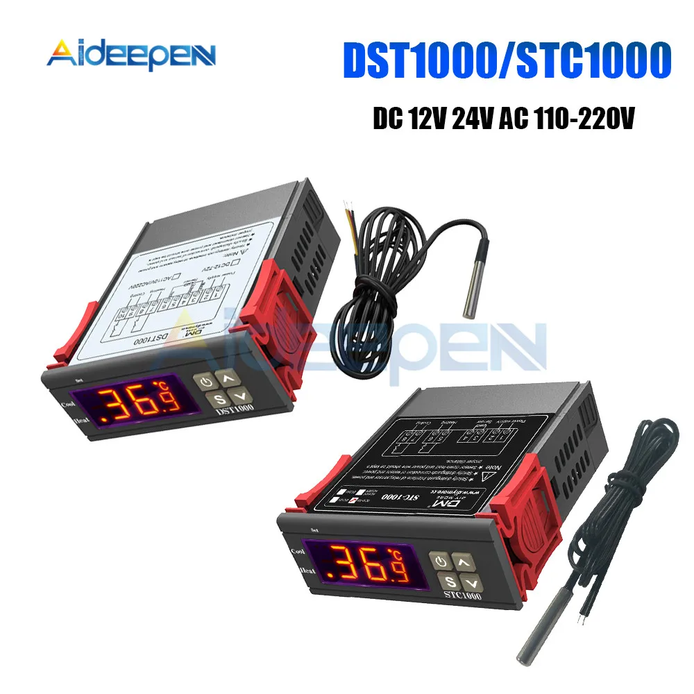 DST1000 STC-1000 12 В 24 в 110 В 220 В светодиодный цифровой регулятор температуры инкубатор терморегулятор Термостат с нагревателем охладитель