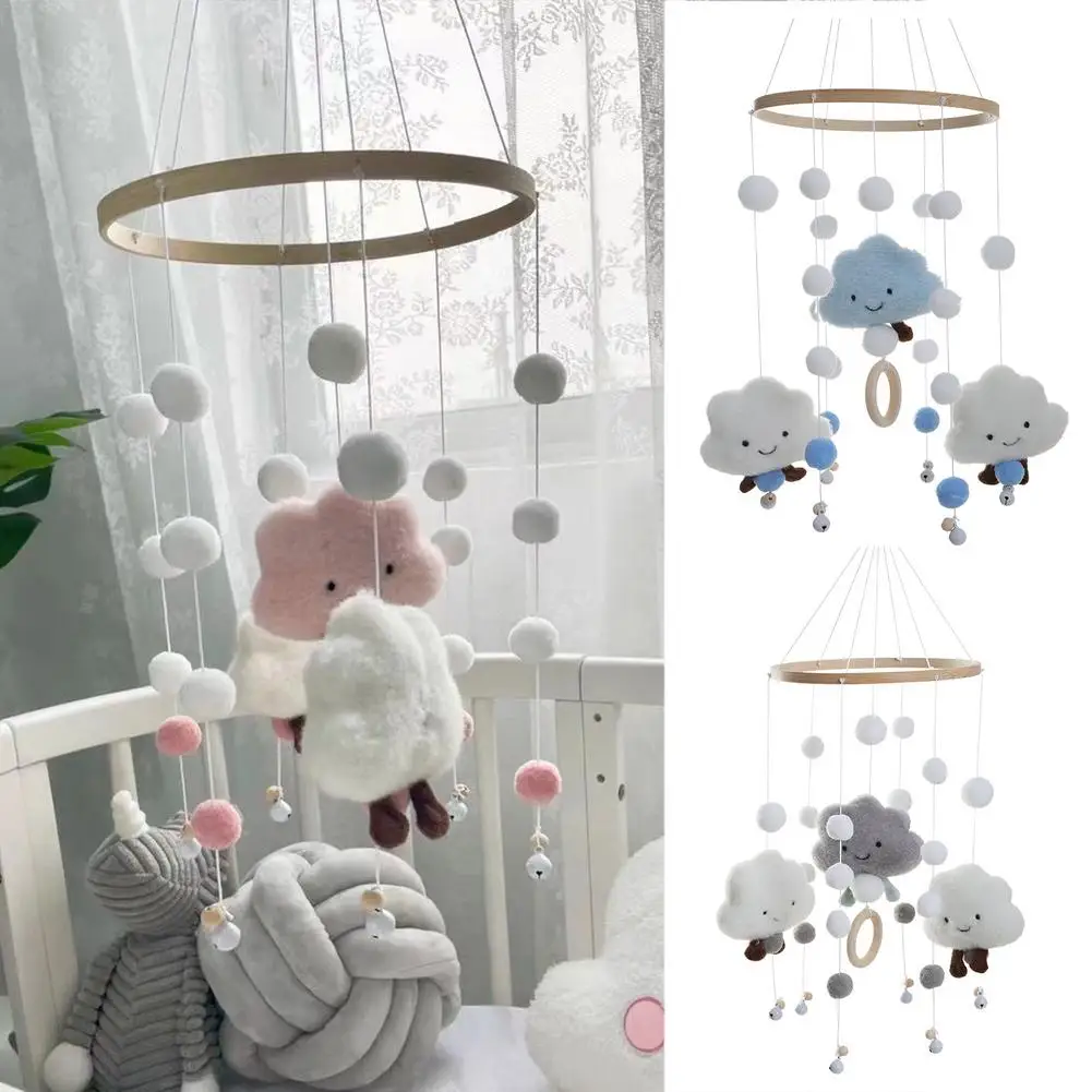 

Baby Bed Rattles Hair Ball Cloud Rotating Bed Bell For Baby Room Bed Hanging Decor Tent Decor Props Decoration