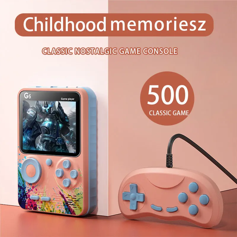 

Мини-Консоль игровая в ретро стиле, 3,0 дюйма, G5, поддержка ТВ-выхода, две функции, 500 встроенных игр, лучший подарок для детей