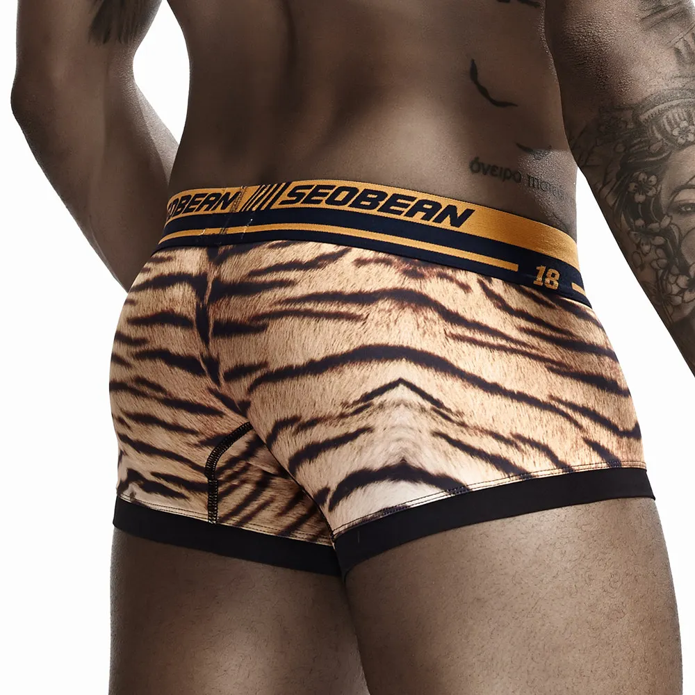 SEOBEAN Brand Tiger Stripe Men's Underwear Boxers Male pyjama  Panties Sexy Low Waist Men Boxer Shorts Calzoncillos Cuecas