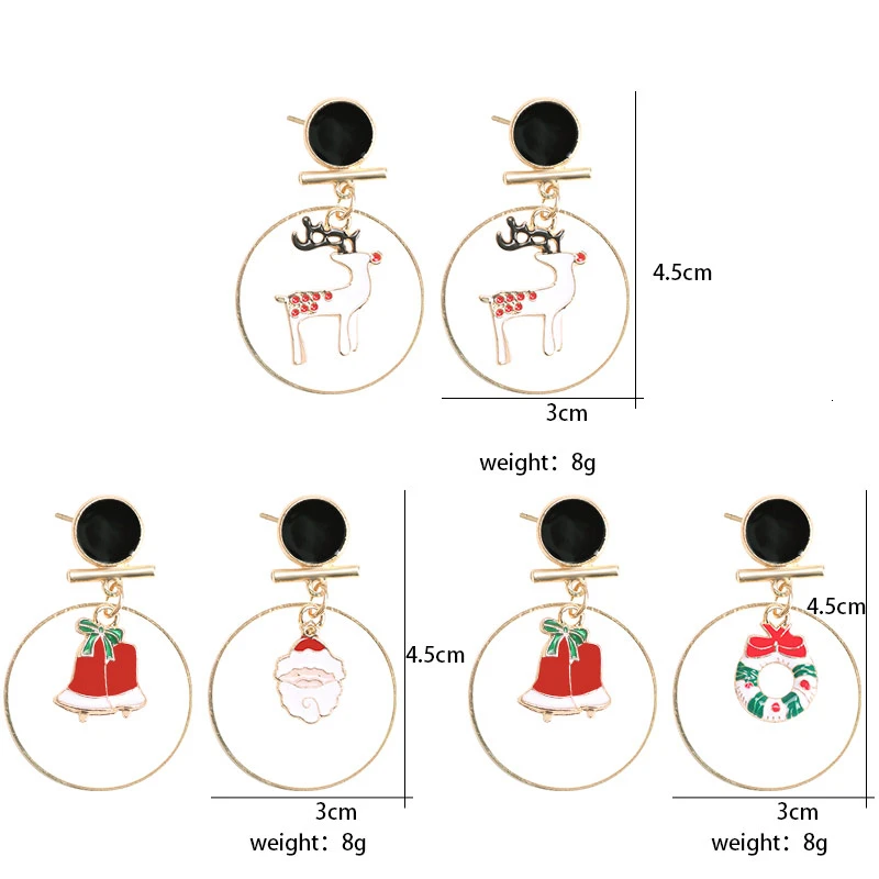 

DIY Christmas Earring For Women Girl Hollow Ring Cartoon Elk Santa Bell Pendant Earrings Jewelry Xmas Gifts Dropshipping 2019