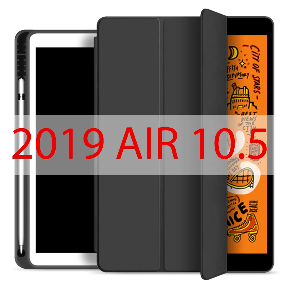 black AIR 10.5 Чехол для Ipad чехол для Ipad Air 10,5 дюймов / Новинка с держателем для карандашей кожаный чехол для IPad MINI 5 Чехол Pro 11 - Цвет: black AIR 10.5