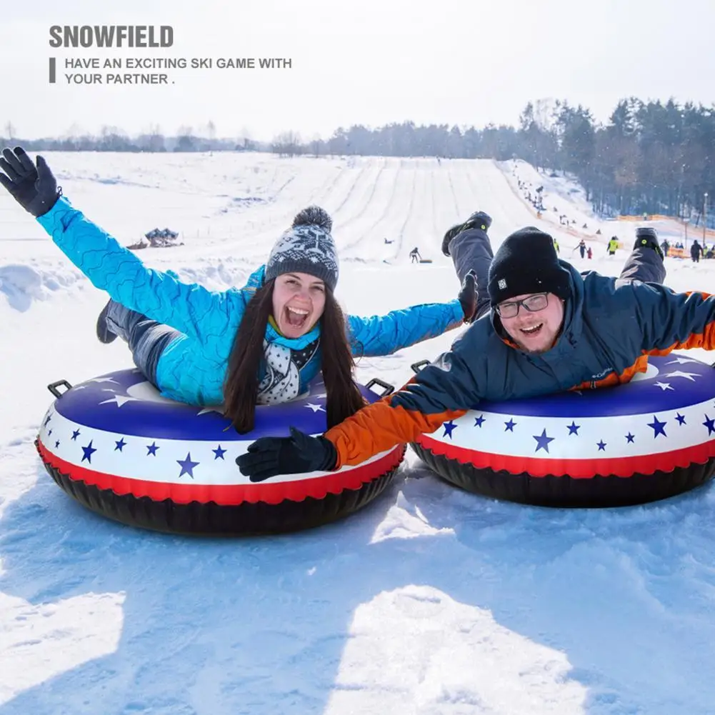 

Sledding Tube Inflatable Snow Sled Low Temperature Resistance Protrusions-free PVC National Flag Ski Tube for Family