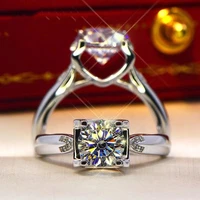 925 sterling silver moissanite silver ring fine jewelry round cut 1ct d anniversary wedding diamond rings for girlfriend