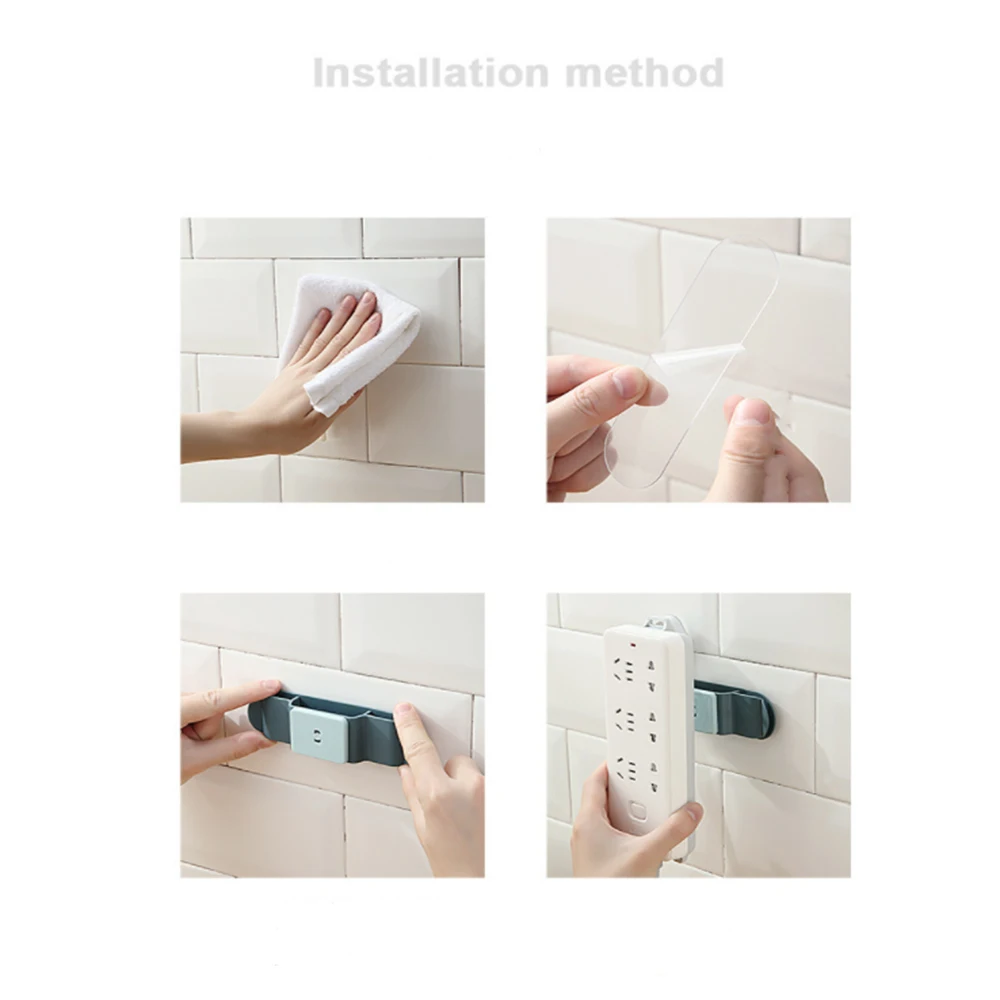 

360 Degree Whirl Punch Wall-Mounted Sticker Plug-in Board Self-Adhesive Socket Fixer Cable Wire Organizer Power Strip Holder