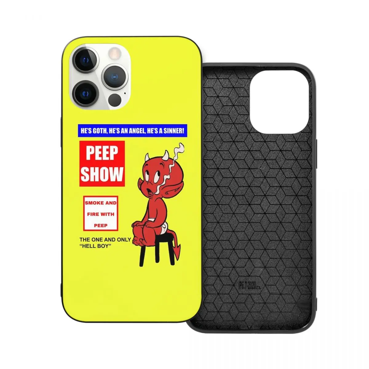 

Peep Show Hellboy Hot Stuff PC Glass TPU Phone Case for iPhone 12 11 Xs Xr X Pro Max Mini 7 8 Se2 Plus 6 6S