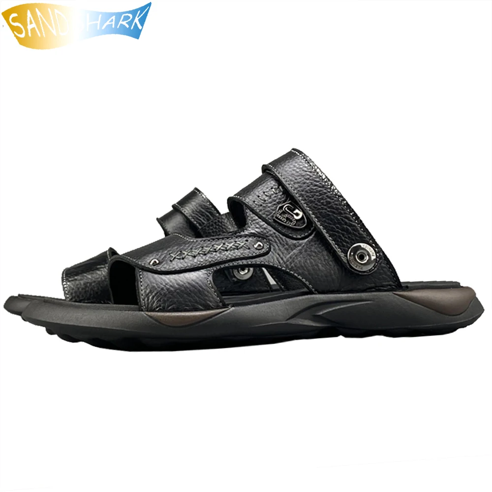 

100% Genuine Cow Leather Sandals For Men 2021 Summer Beach Slippers Man Casual Comfortable Open Toe Sandalies Male Soft Footwear